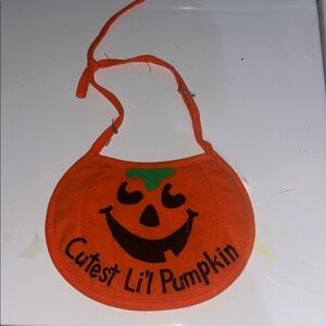 Avon 1993 Vtg Orange Pumpkin Baby Bib “Cutest Lil Pumpkin”